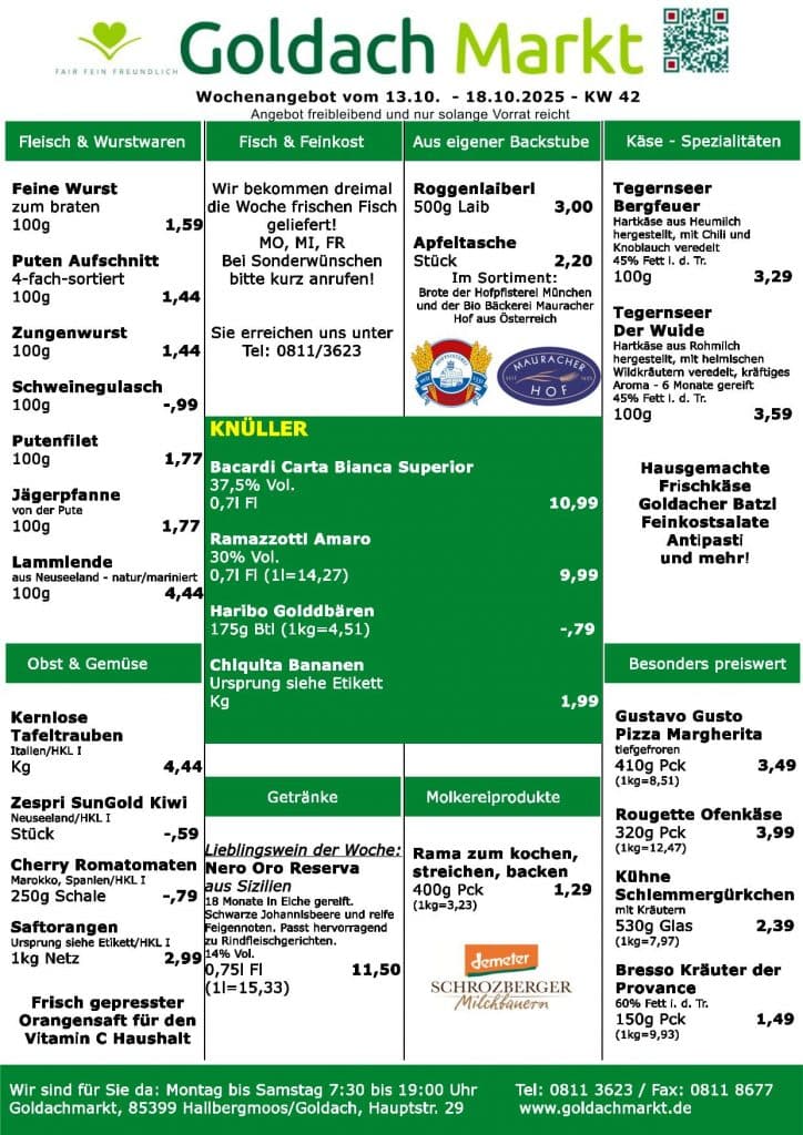 Sonderangebot vom Goldachmarkt KW 42
