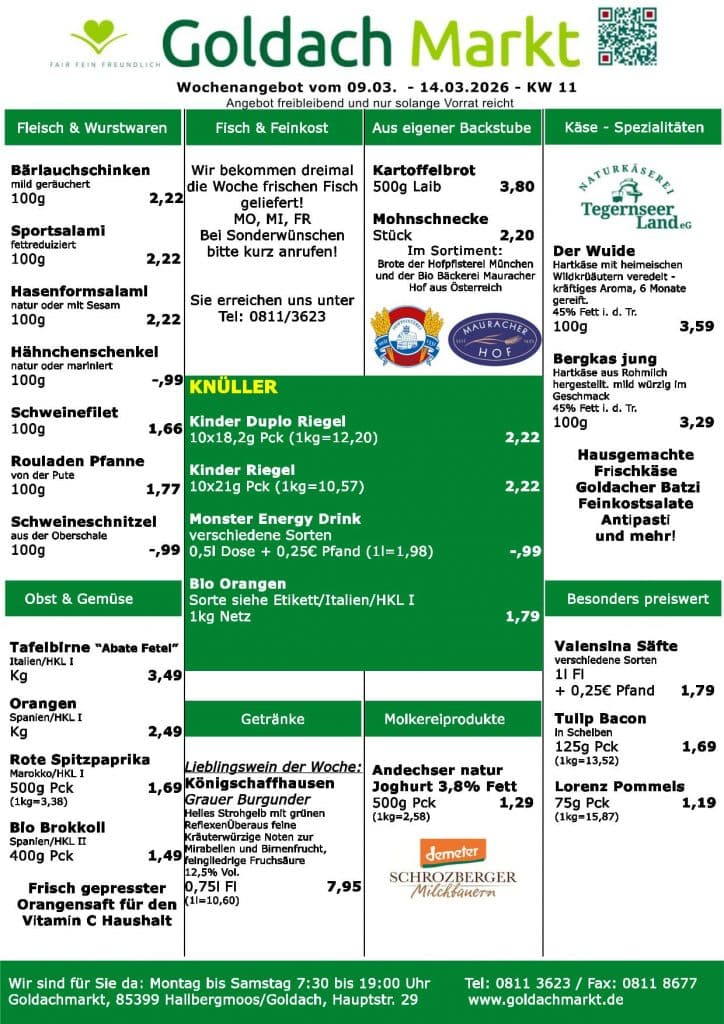 Sonderangebot vom Goldachmarkt KW 11