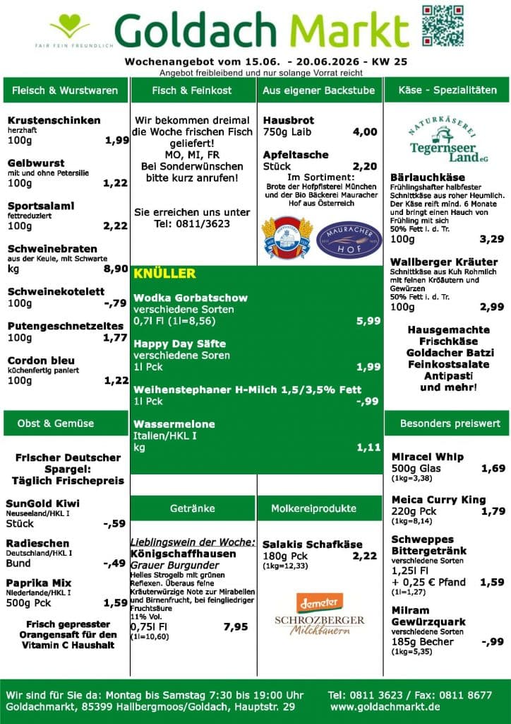 Sonderangebot vom Goldachmarkt KW 25