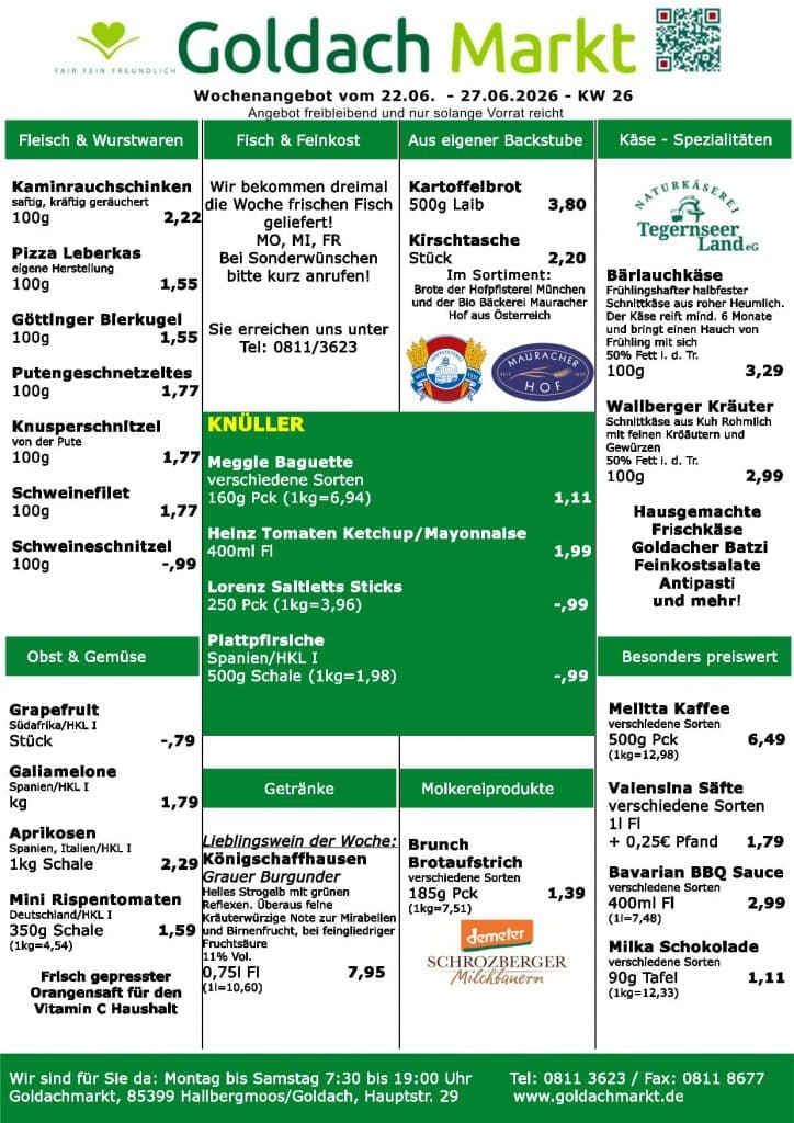 Sonderangebot vom Goldachmarkt KW 26