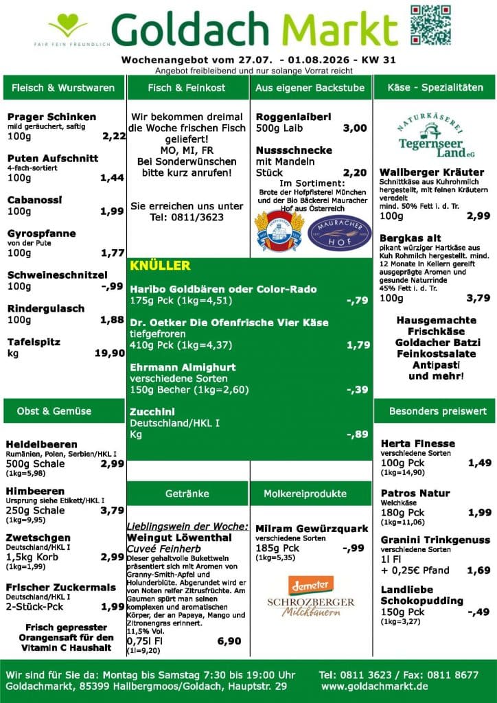 Sonderangebot vom Goldachmarkt KW 31