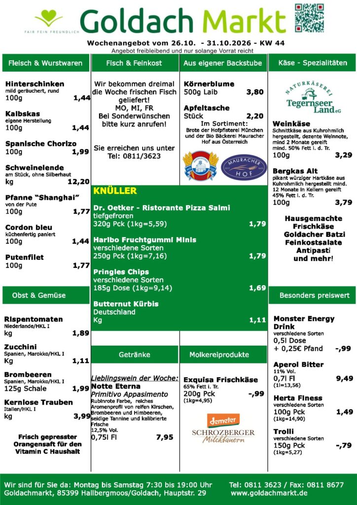 Sonderangebot vom Goldachmarkt KW 44